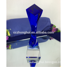 customized clear acrylic award&trophy blue glass crystal awards